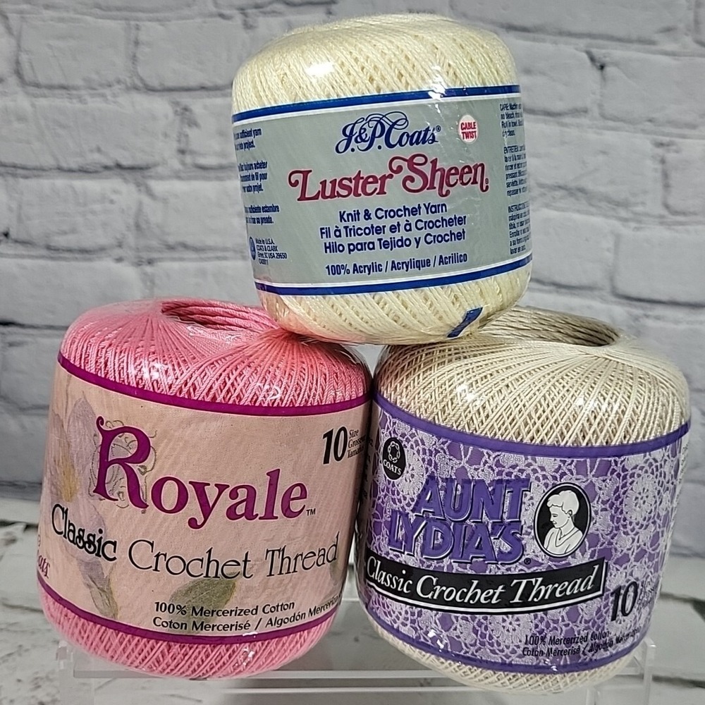 Crochet Thread Lot of 3 New JP Coats Aunt Lydias Royale‎
